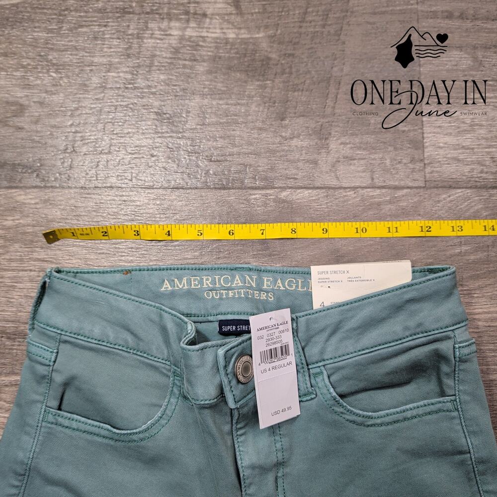 American Eagle Outfitters Super Stretch X Jegging Jeans Regular Green NWT Size 4 - Picture 4 of 8